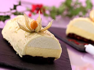 Passion Fruit, Pear & White Chocolate Yule Log