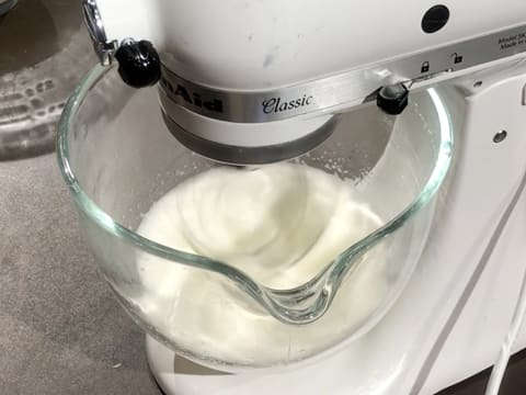 Beat the egg whites in the mixer