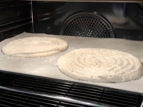 Place the Dacquoise discs in the oven