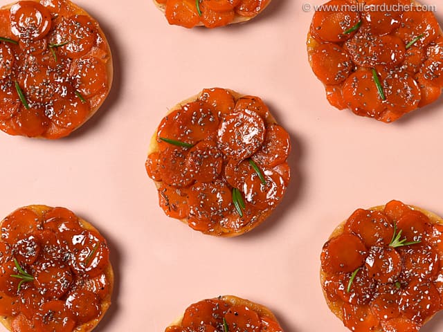 Mini Carrot Tarte Tatin with Cumin & Honey