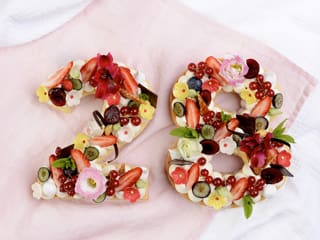 Number Cake with Red Berries