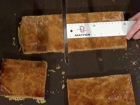 Use a knife and a ruler to trim the second pastry strip