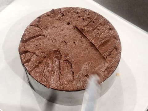 The vacherin ring is filled with chocolate mousse