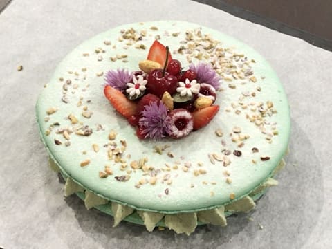 Pistachio Macaron Cake with Red Berries - 70