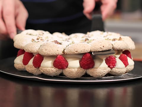 Pistachio, Raspberry & White Chocolate Macaron Cake - 51