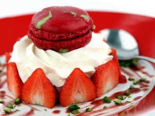 Strawberry & Pistachio Macarons with Chantilly Cream