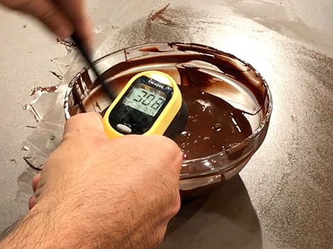 Tempering dark chocolate couverture (traditional method) - Recipe with  images - Meilleur du Chef