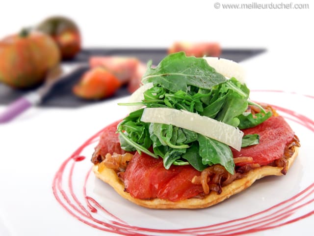 Tomato Tarte Tatin with Rocket & Parmesan