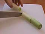 Trimming leeks into a julienne - 2