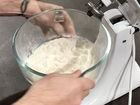 Place the bowl in the stand mixer