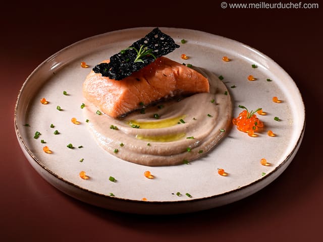 Trota confit con mousseline di topinambur